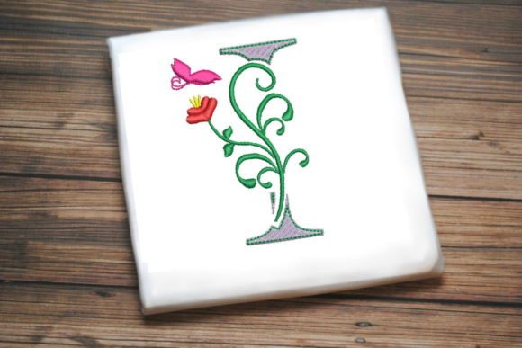 Floral Letter I with Butterfly