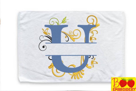 Floral Letter U Embroidery Design
