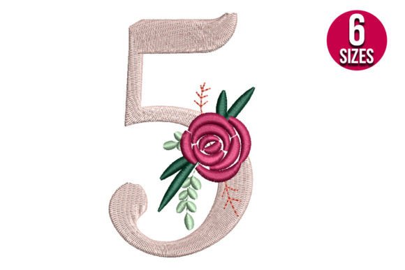 Floral Number 5: A Stylish Embroidery Design