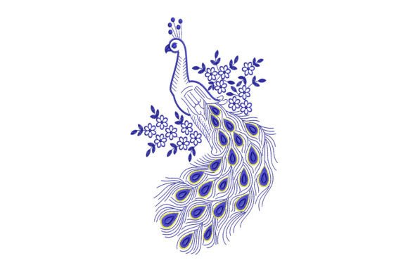 Floral Peacock Embroidery Design