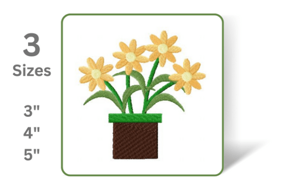 Flower Pot Embroidery Design