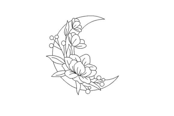 Moon with Flowers
