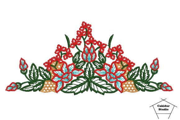 Trio Leaves Bush Embroidery